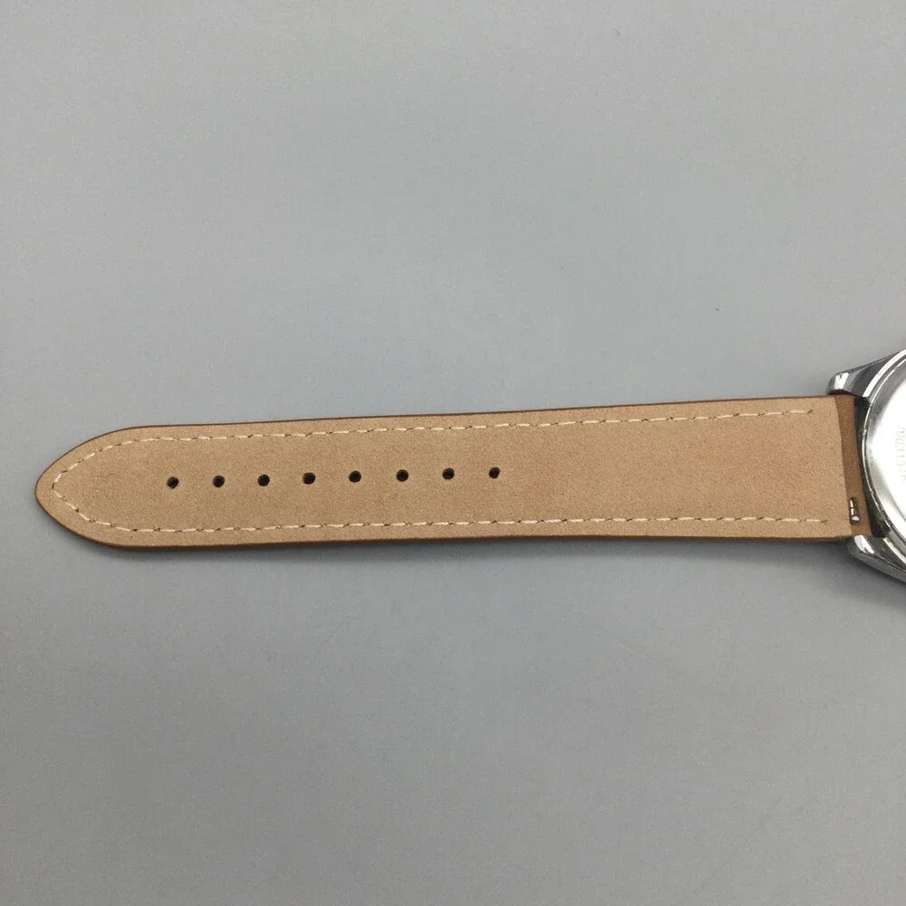 Kenneth Cole R10031374 Mens Watch 42mm Silver Tone Brown Leather New Battery
